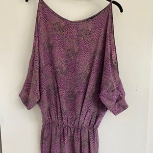 Karina Grimaldi Purple Silk Snake Print Mini dress Size Small